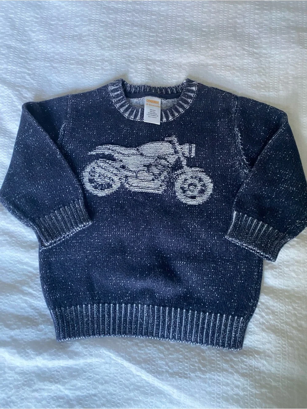 Gymboree Navy and White Motorcycle Crewneck Sweater